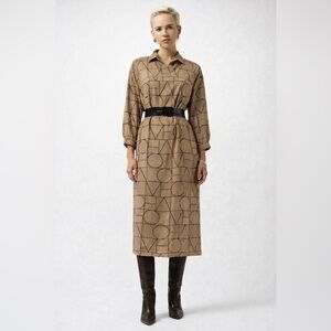 SOAKED IN LUXURY - Geometric Long Sleeve Dress